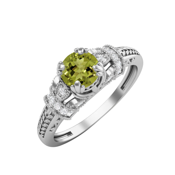 925 Sterling Silver Peridot Wedding Ring Vintage Bridal Promise Ring