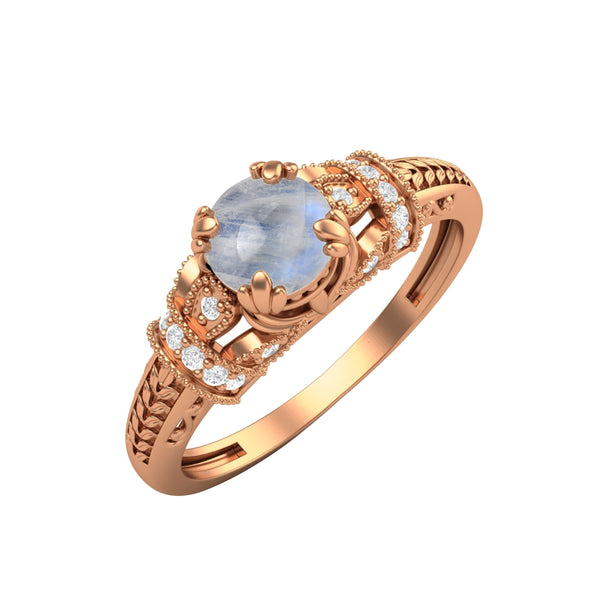 Rainbow Moonstone Engagement Ring 925 Sterling Silver Ring