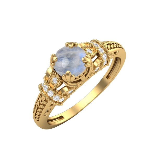 Rainbow Moonstone Engagement Ring 925 Sterling Silver Ring