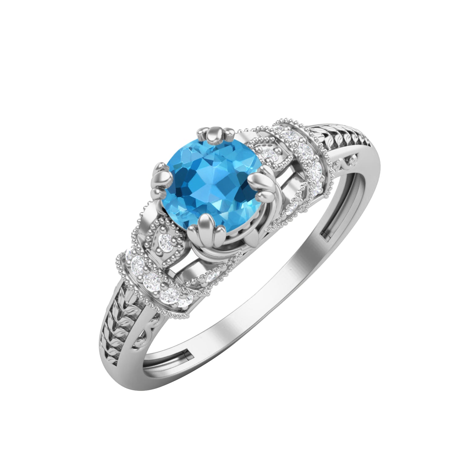 Anello di fidanzamento con topazio blu svizzero naturale, anello di promessa nuziale in argento sterling 925