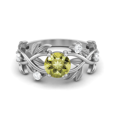Natural Lemon Quartz Wedding Ring 925 Sterling Silver Bridal Anniversary Ring