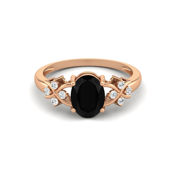 Oval Shaped Black Spinel Wedding Ring 925 Sterling Silver Ring