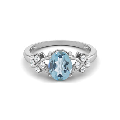 Natural Blue Topaz Wedding Ring 925 Sterling Silver Bridal Ring