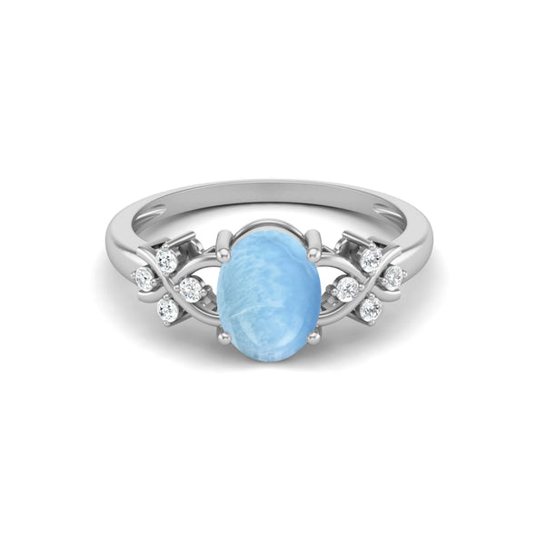 Vintage Larimar Engagement Ring 925 Sterling Silver Wedding Ring