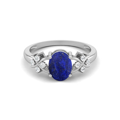 925 Sterling Silver Lapis Lazuli Promise Ring Art Deco Wedding Ring