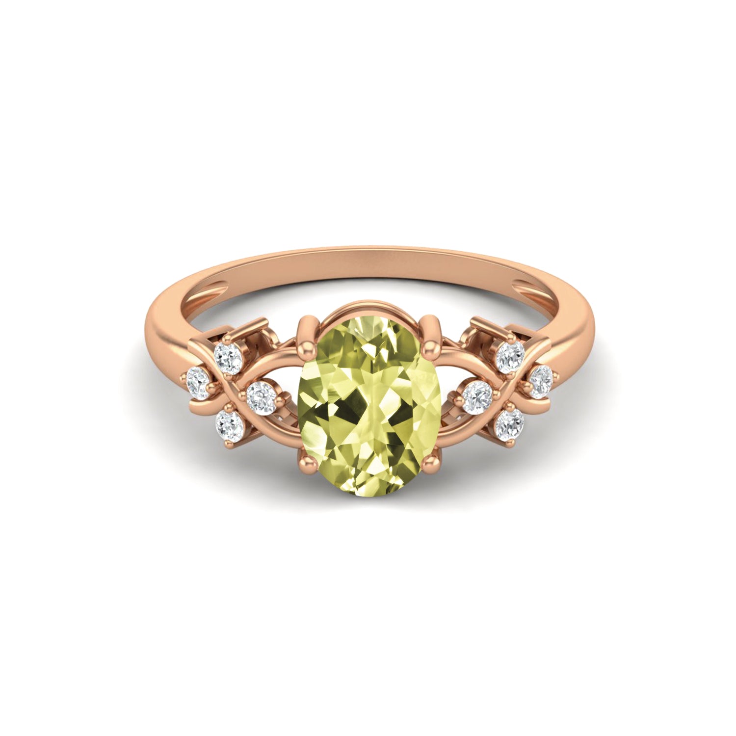 Lemon Quartz Vine Inspired Accent Ring – Sterling Silver