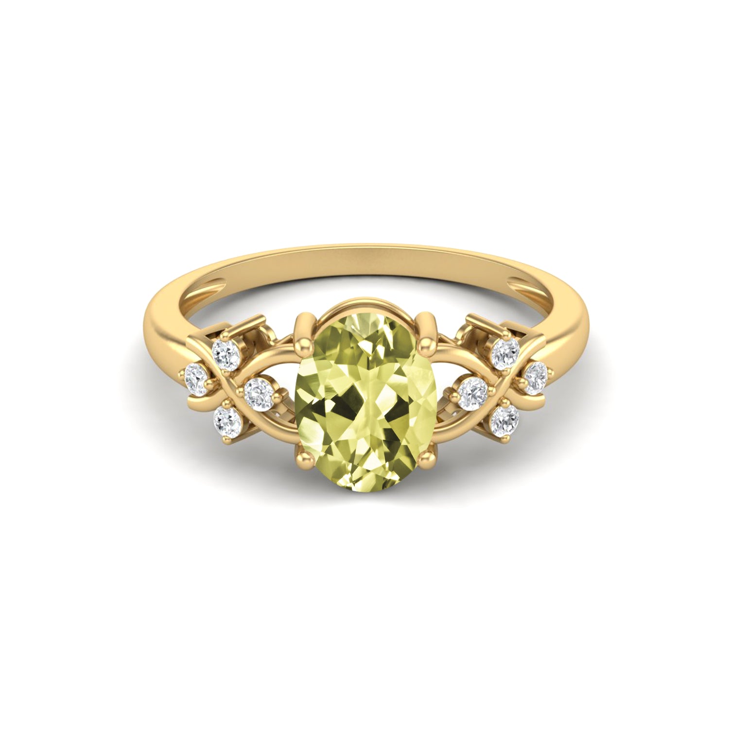 Lemon Quartz Vine Inspired Accent Ring – Sterling Silver