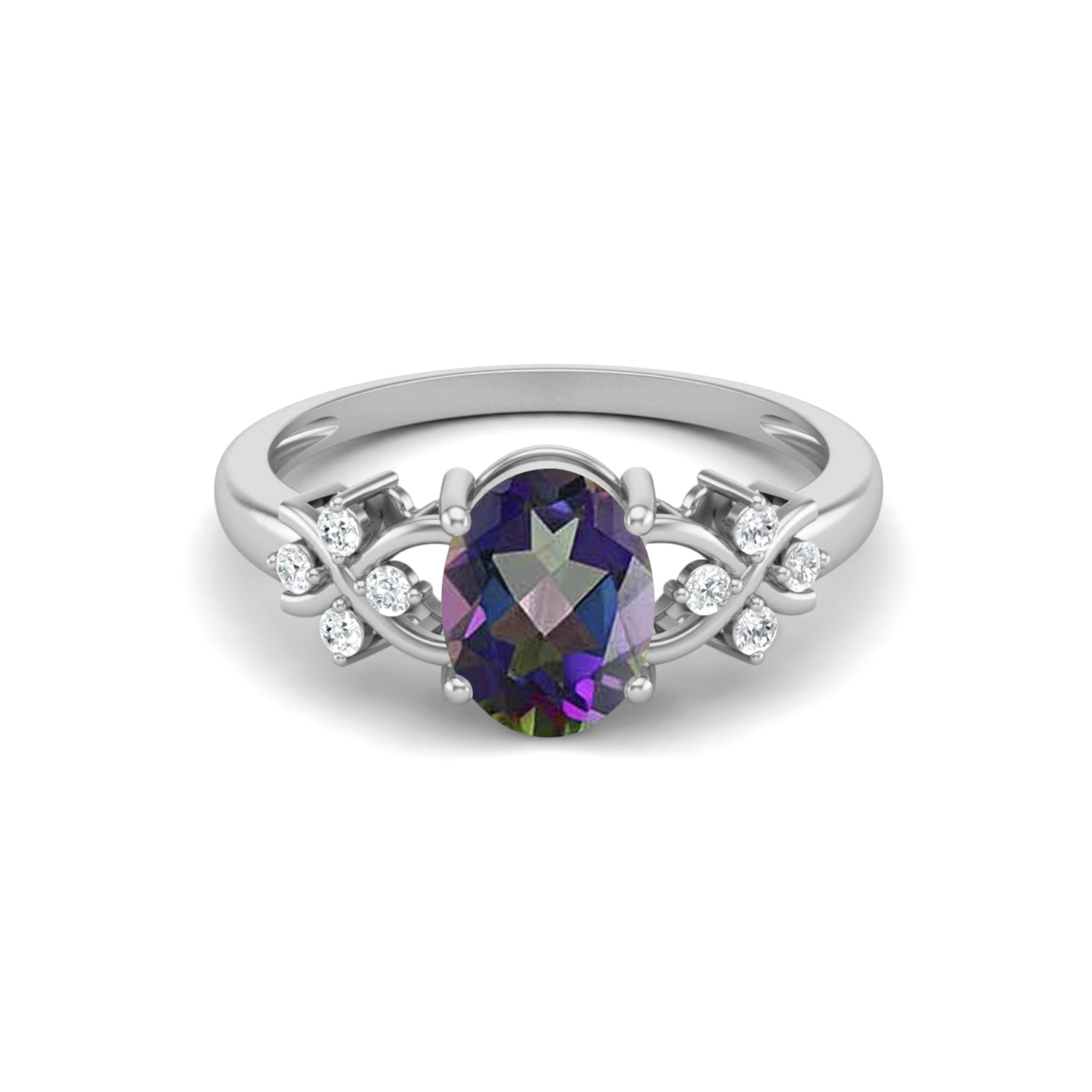 Anello nuziale in argento sterling 925 con topazio mistico, anello nuziale in stile Art Déco