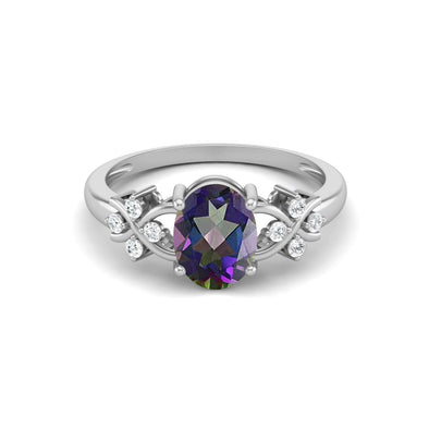 925 Sterling Silver Mystic Topaz Wedding Ring Art Deco Bridal Ring