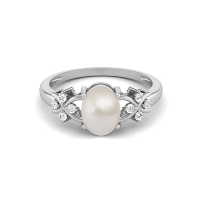 925 Sterling Silver Pearl Stone Wedding Ring 8x6mm Wedding Ring For Women