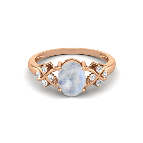 Rainbow Moonstone Wedding Ring 925 Silver Promise Ring