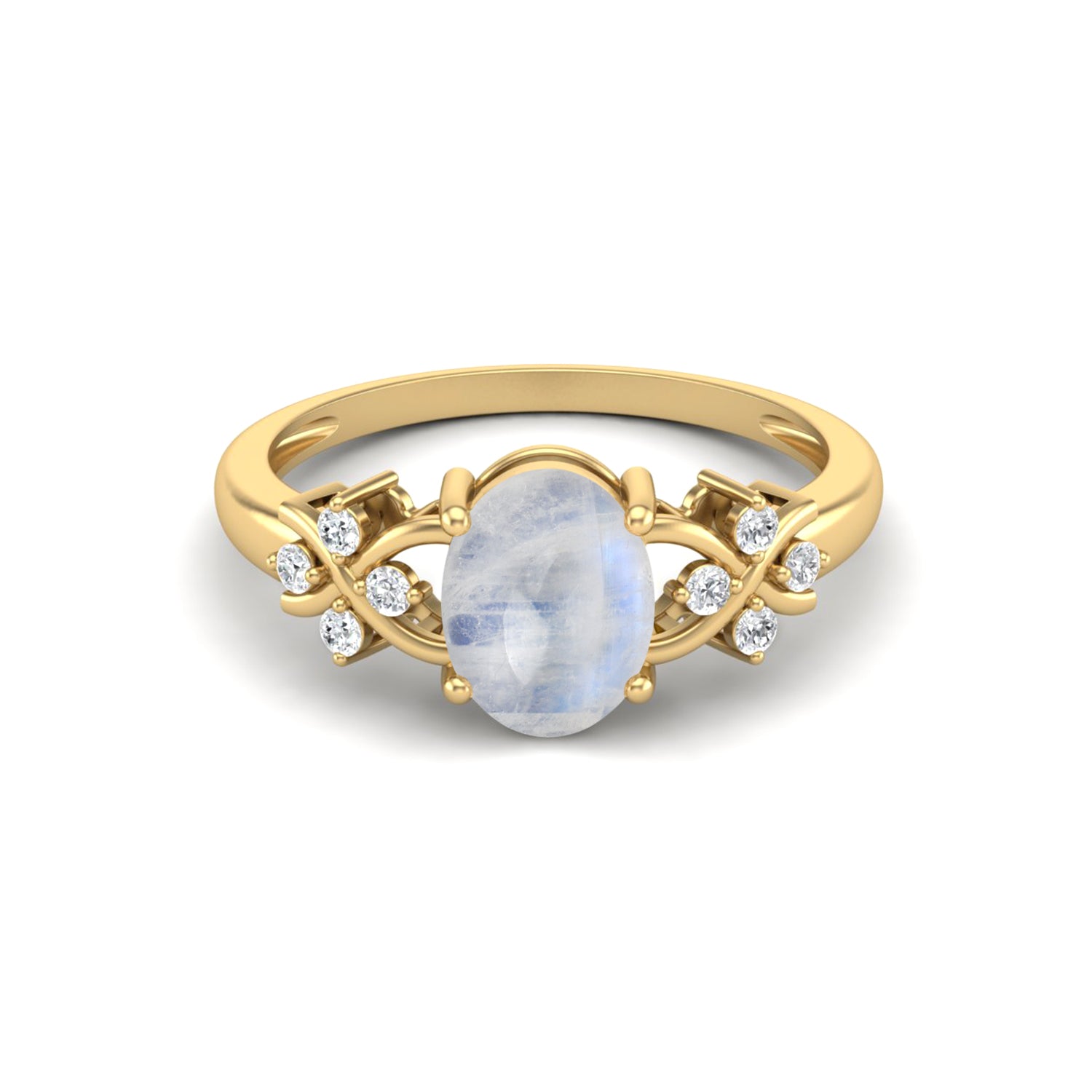 Moonstone Vine Inspired Accent Ring – Sterling Silver