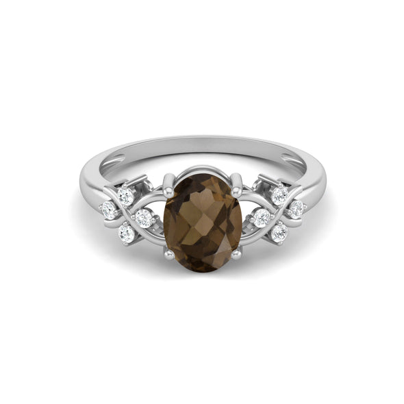 Vintage Smoky Quartz Engagement Ring 925 Sterling Silver Bridal Ring