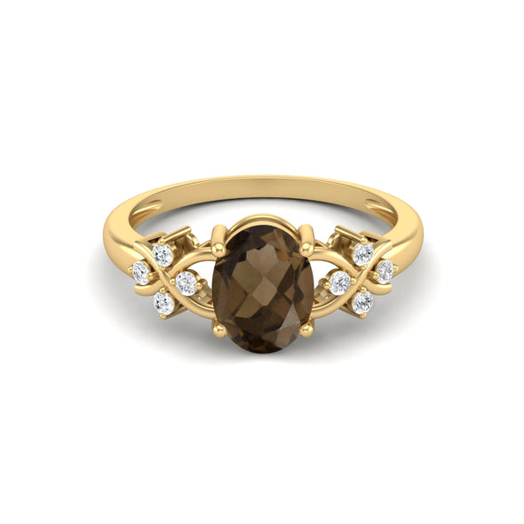 Vintage Smoky Quartz Engagement Ring 925 Sterling Silver Bridal Ring