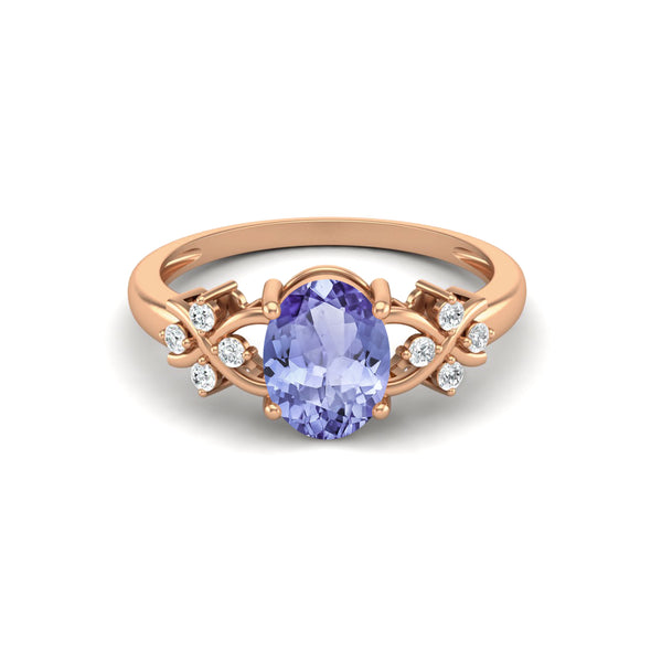 Natural Tanzanite Wedding Ring Art Deco Bridal Anniversary Ring