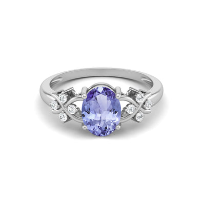 Natural Tanzanite Wedding Ring Art Deco Bridal Anniversary Ring