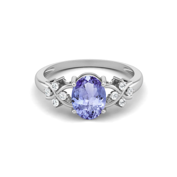 Natural Tanzanite Wedding Ring Art Deco Bridal Anniversary Ring