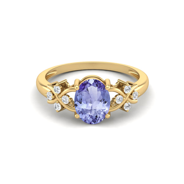 Natural Tanzanite Wedding Ring Art Deco Bridal Anniversary Ring