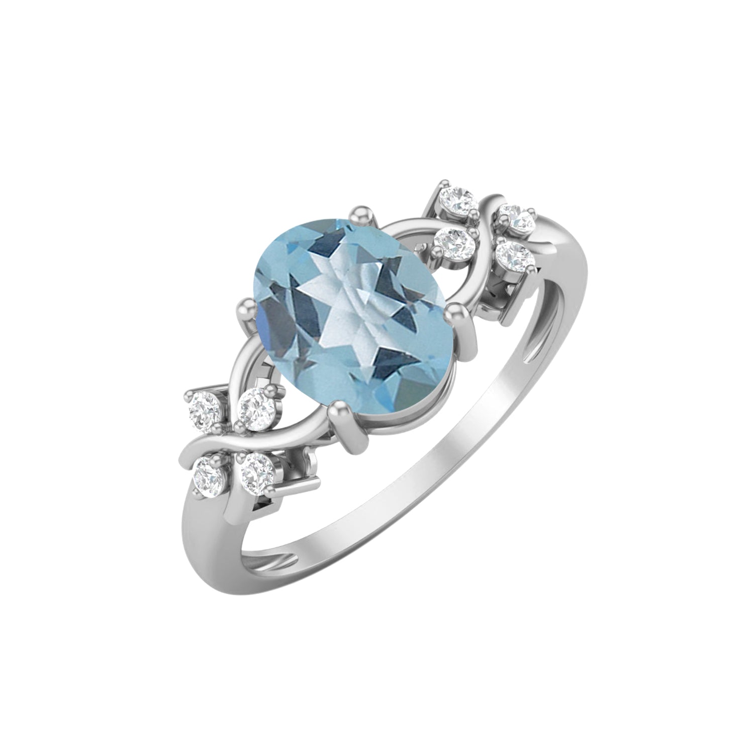 Anello nuziale in topazio blu naturale, anello nuziale in argento sterling 925