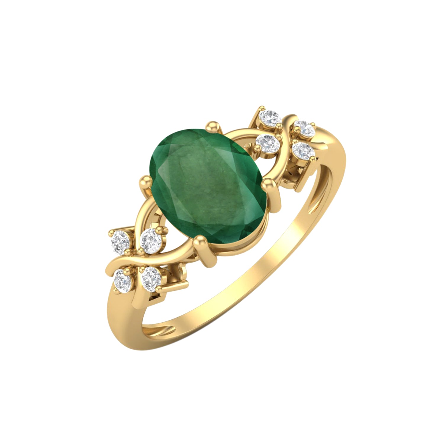 Emerald Twisted Vine White Accents Ring – Sterling Silver