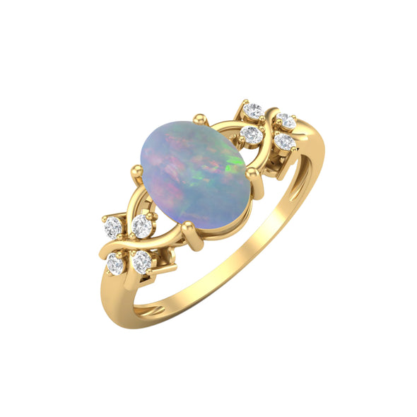 Oval Shaped Opal Wedding Ring 925 Sterling Silver Bridal Promise Ring