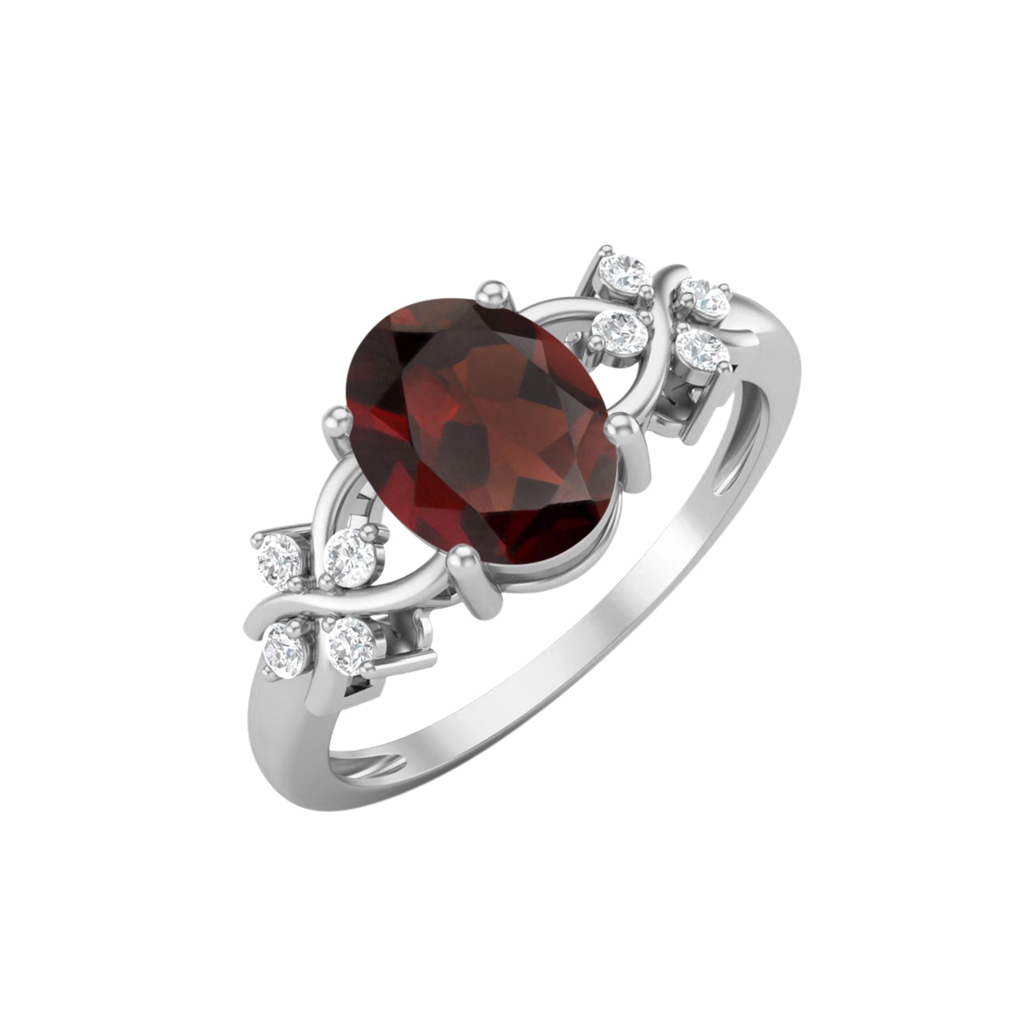 Garnet Vine Inspired Accent Ring – Sterling Silver