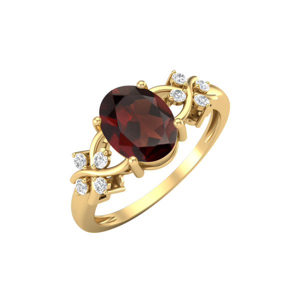 Natural Garnet Wedding Ring Unique Promise Ring Oval Shaped Ring