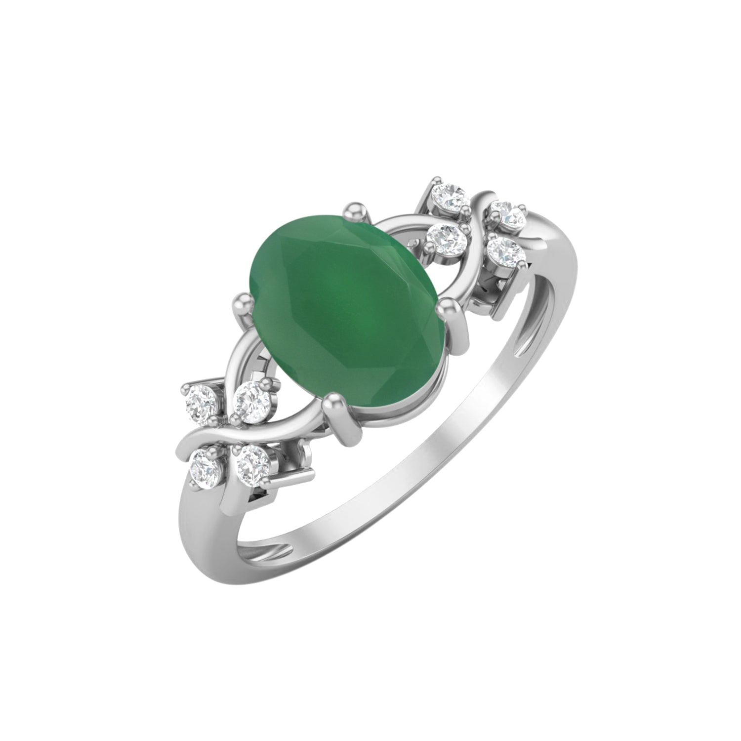 Anello di fidanzamento ovale in onice verde, anello nuziale in argento sterling 925