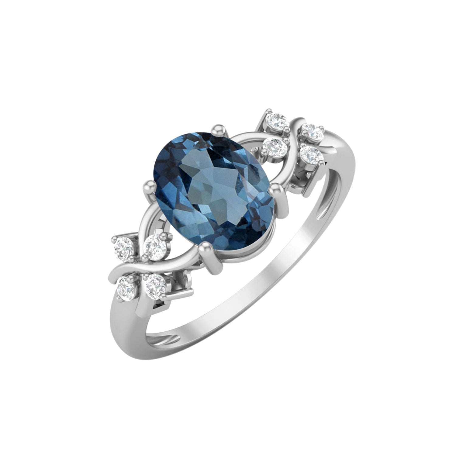 London Blue Topaz Floral Vine Accent Ring – Sterling Silver