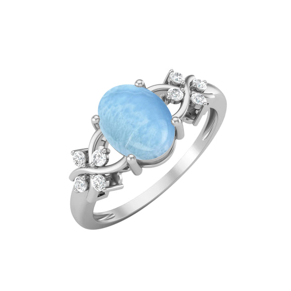 Vintage Larimar Engagement Ring 925 Sterling Silver Wedding Ring