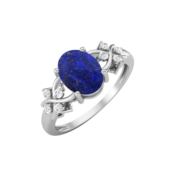925 Sterling Silver Lapis Lazuli Promise Ring Art Deco Wedding Ring