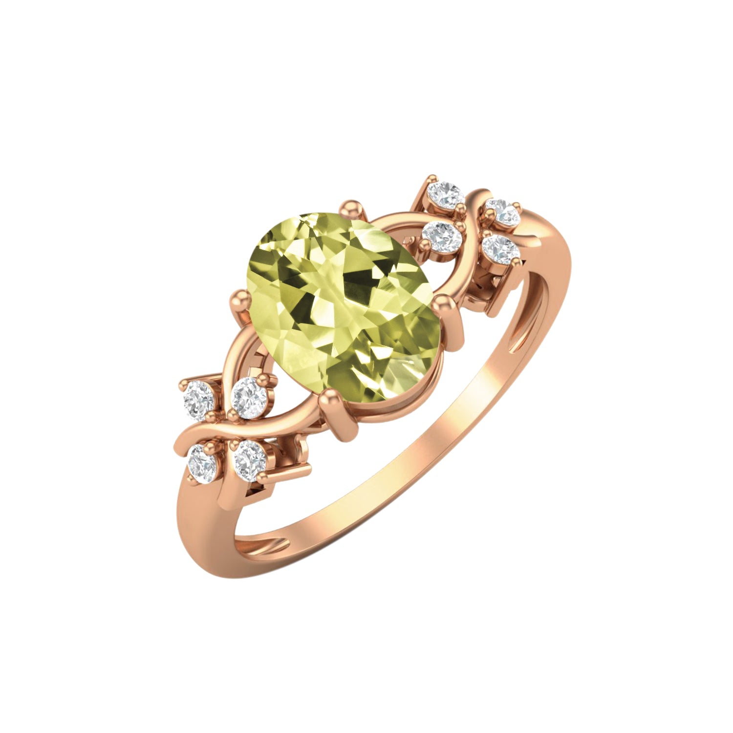 Lemon Quartz Vine Inspired Accent Ring – Sterling Silver