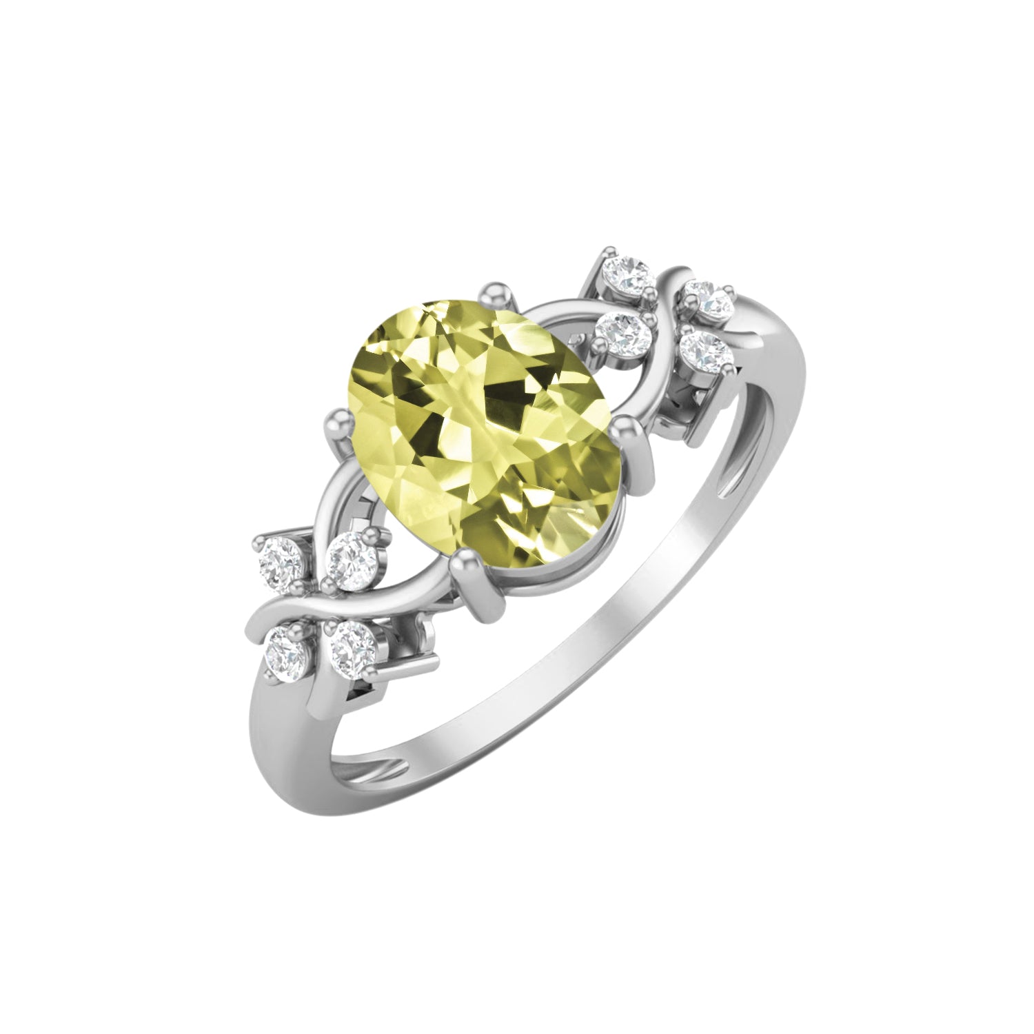 Lemon Quartz Vine Inspired Accent Ring – Sterling Silver