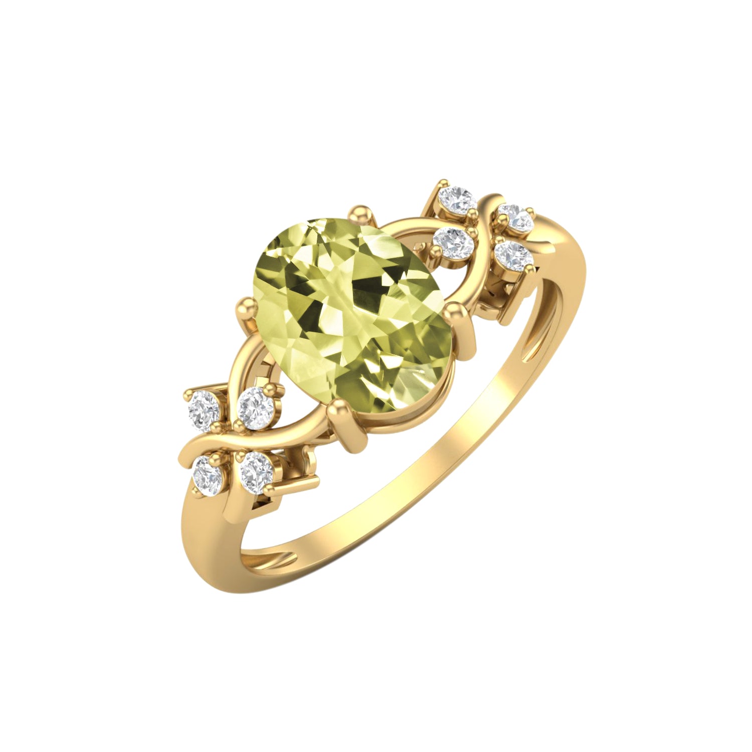 Lemon Quartz Vine Inspired Accent Ring – Sterling Silver