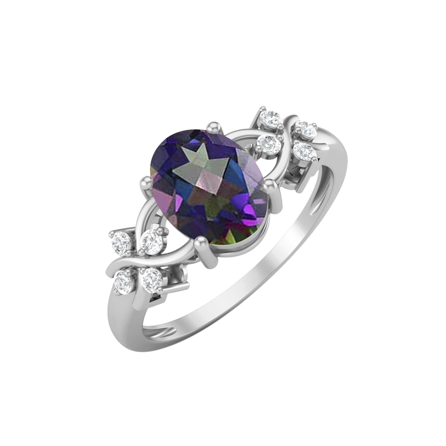 Anello nuziale in argento sterling 925 con topazio mistico, anello nuziale in stile Art Déco