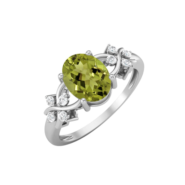 Natural Peridot Wedding Ring 925 Sterling Silver Promise Ring