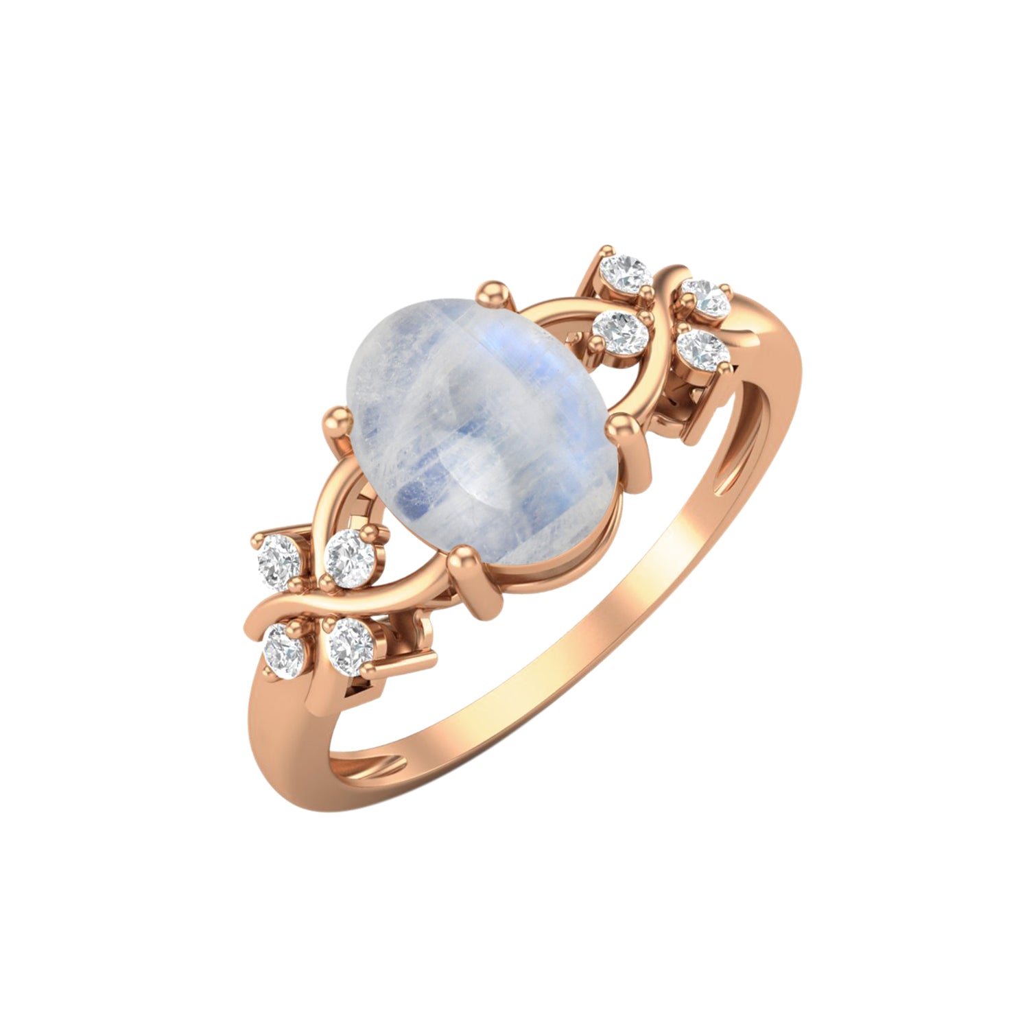 Moonstone Vine Inspired Accent Ring – Sterling Silver