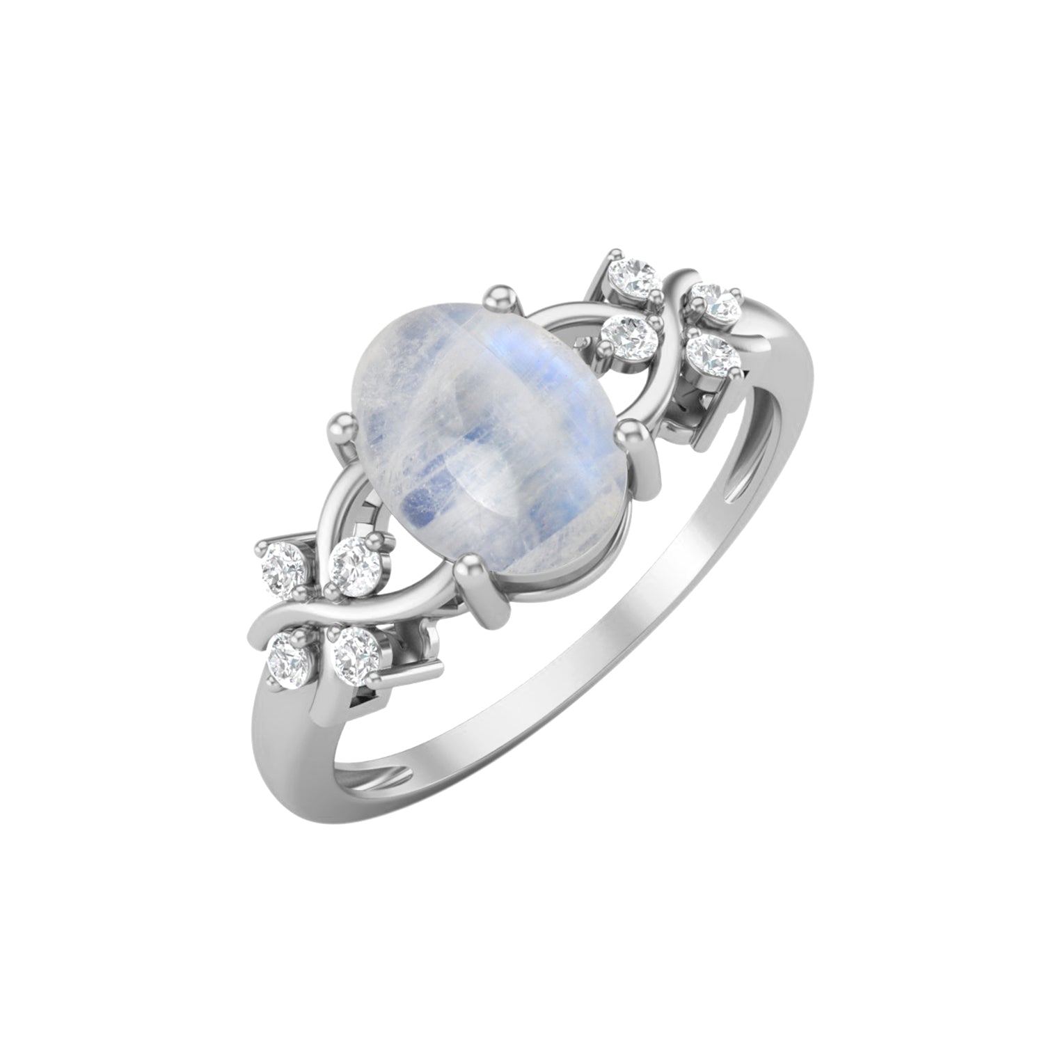 Moonstone Vine Inspired Accent Ring – Sterling Silver