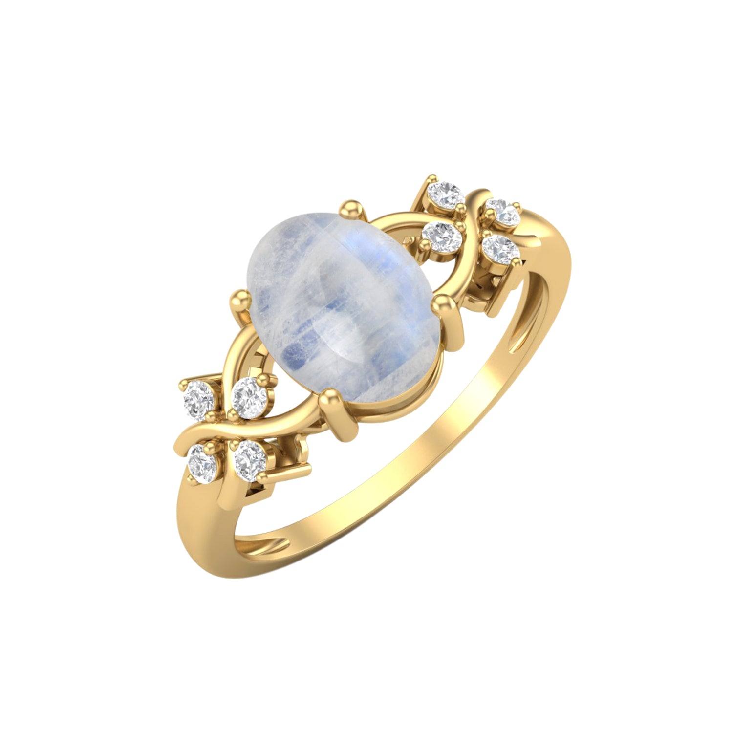 Moonstone Vine Inspired Accent Ring – Sterling Silver
