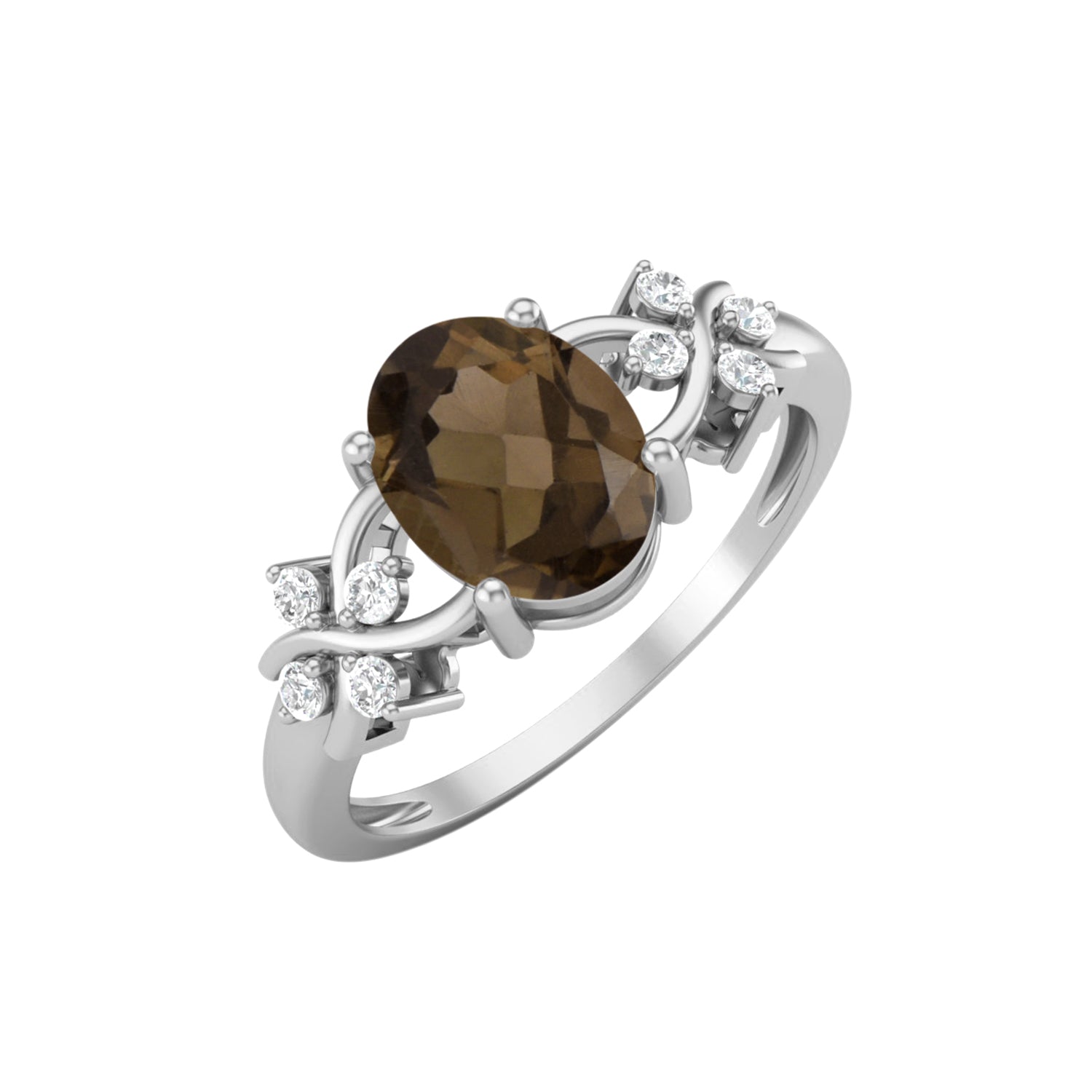 Anello di fidanzamento vintage in quarzo fumé, anello nuziale in argento sterling 925
