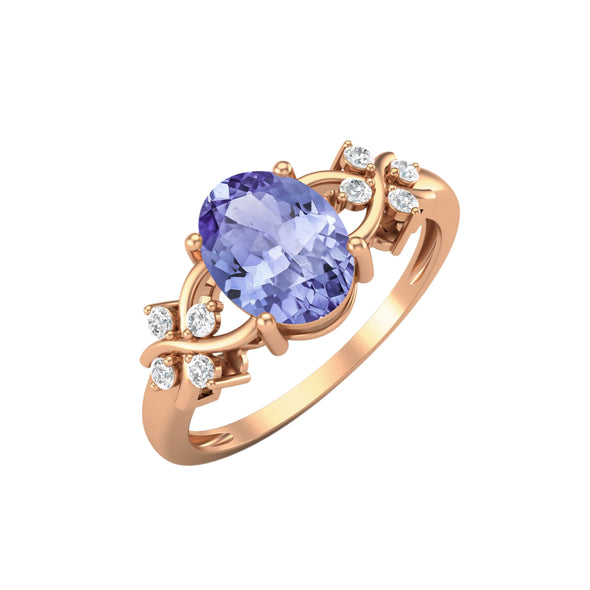 Natural Tanzanite Wedding Ring Art Deco Bridal Anniversary Ring