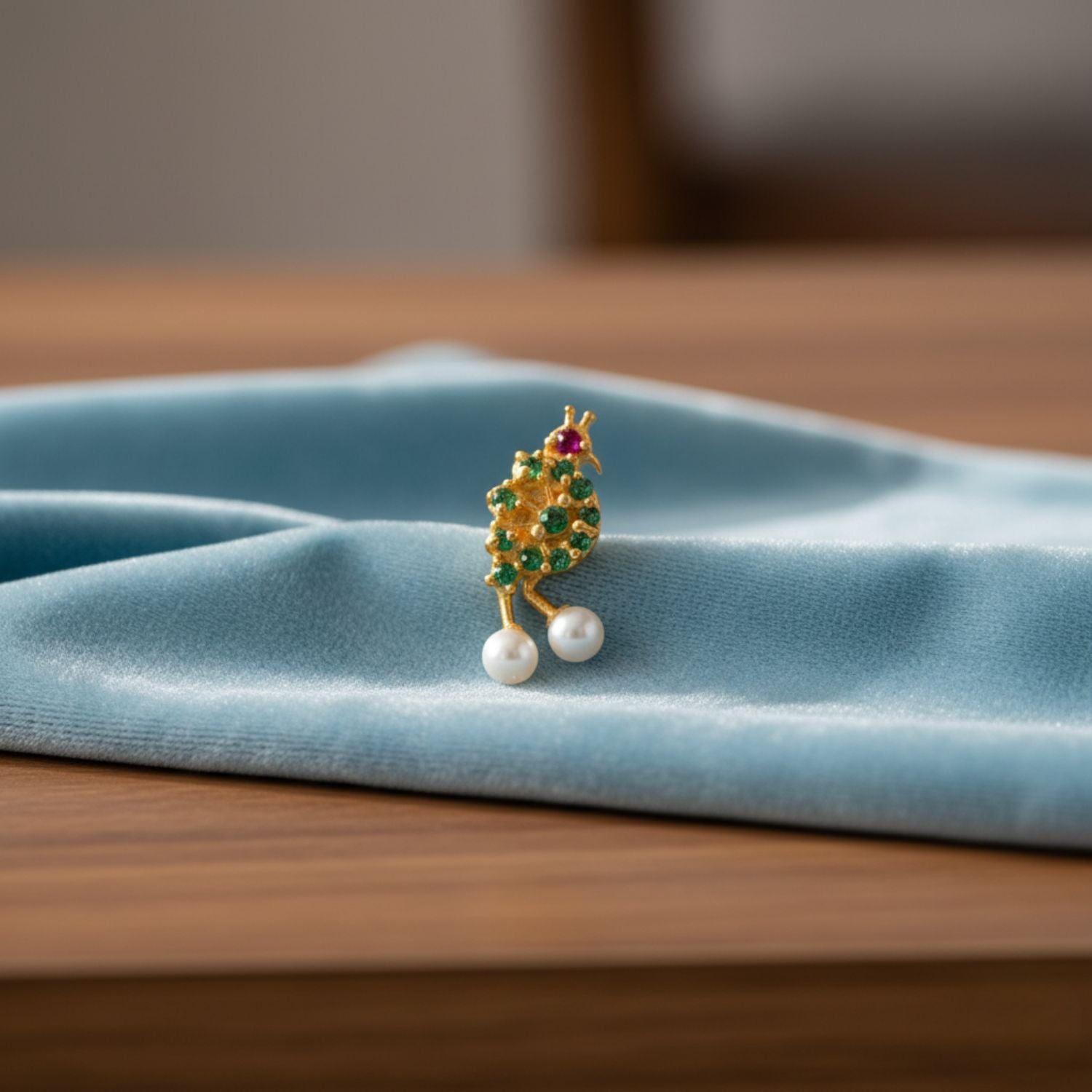 White CZ Minimal Dangling Nose Pin – Sterling Silver Gold Plated