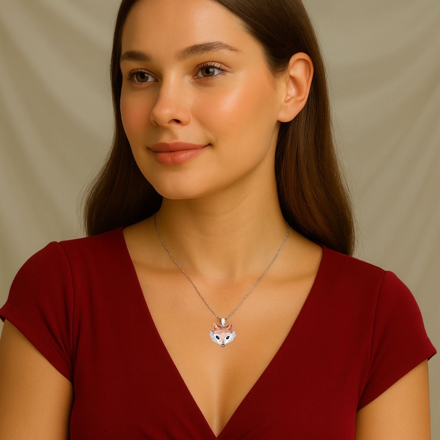 Blue Sapphire Fox Face Pendant - Sterling Silver