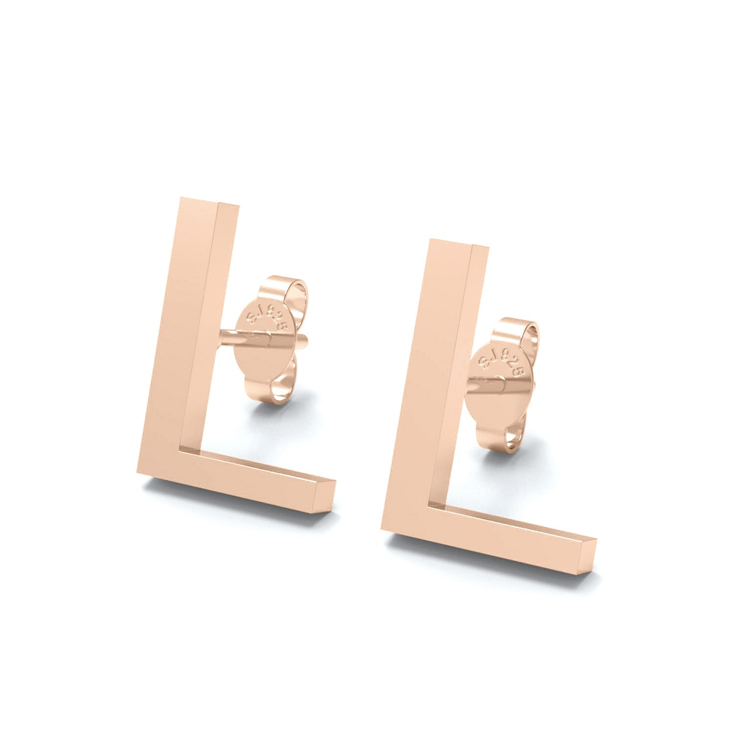 Initial "L" Monogram Stud Earring – Sterling Silver