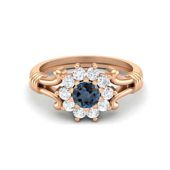925 Sterling Silver London Blue Topaz Wedding Ring For Women