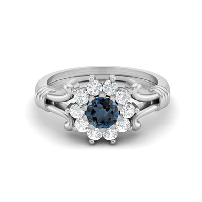 925 Sterling Silver London Blue Topaz Wedding Ring For Women