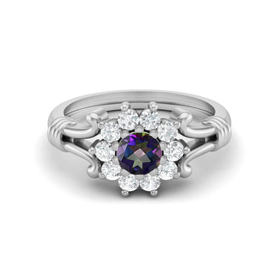 0.63 Ct Mystic Topaz Engagement 925 Sterling Silver Bridal Ring