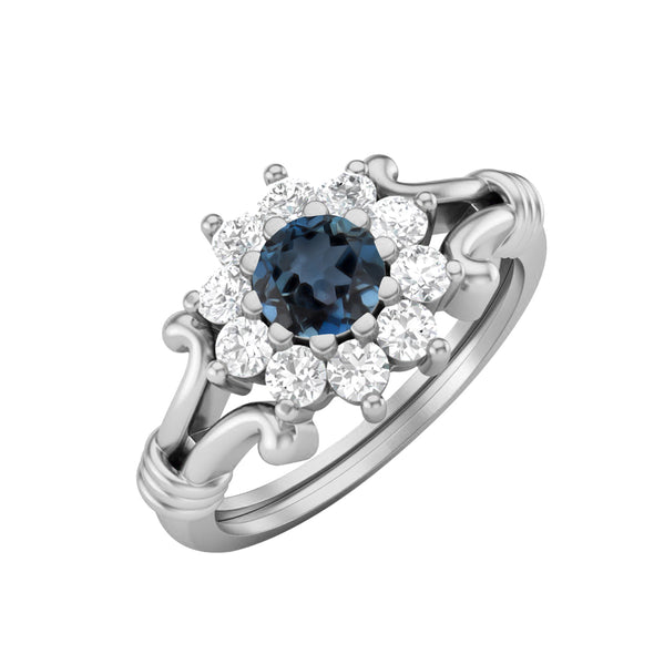 925 Sterling Silver London Blue Topaz Wedding Ring For Women