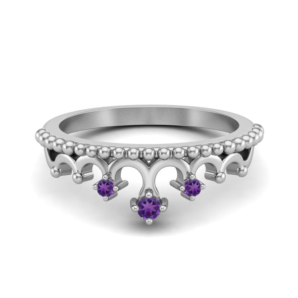Princess Queen Ring 925 Sterling Silver Amethyst Tiara Ring Unique Promise Ring