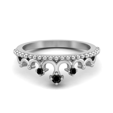 Natural Black Spinel Tiara Ring Unique Women Crown Ring Princess Queen Ring